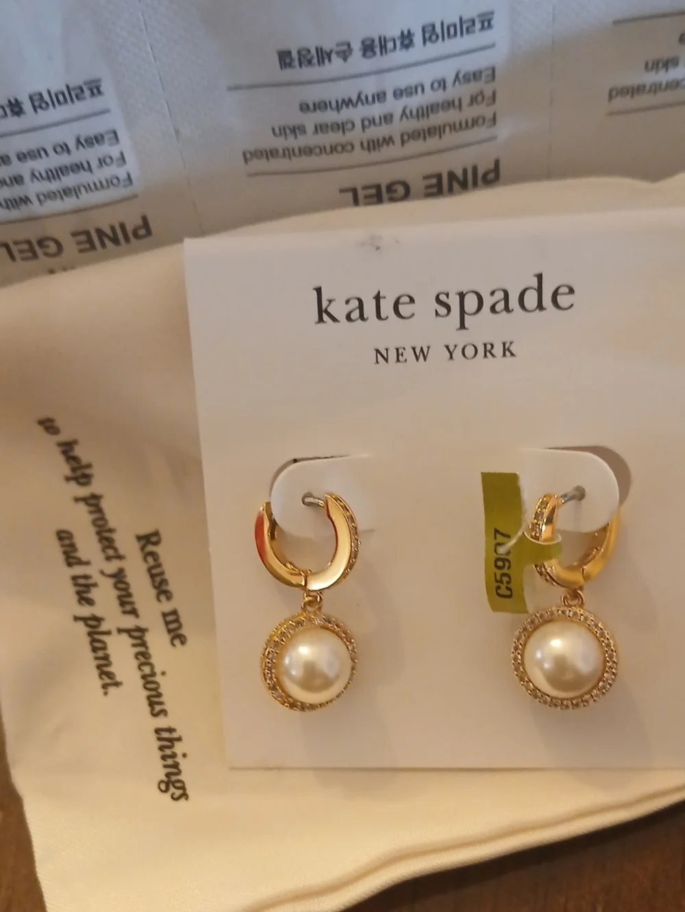kate spade Gold Hoop Earrings with Pearl Drops